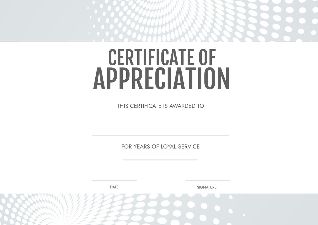 Elegant Certificate of Appreciation Template for Loyal Service - Download Free Stock Templates Pikwizard.com