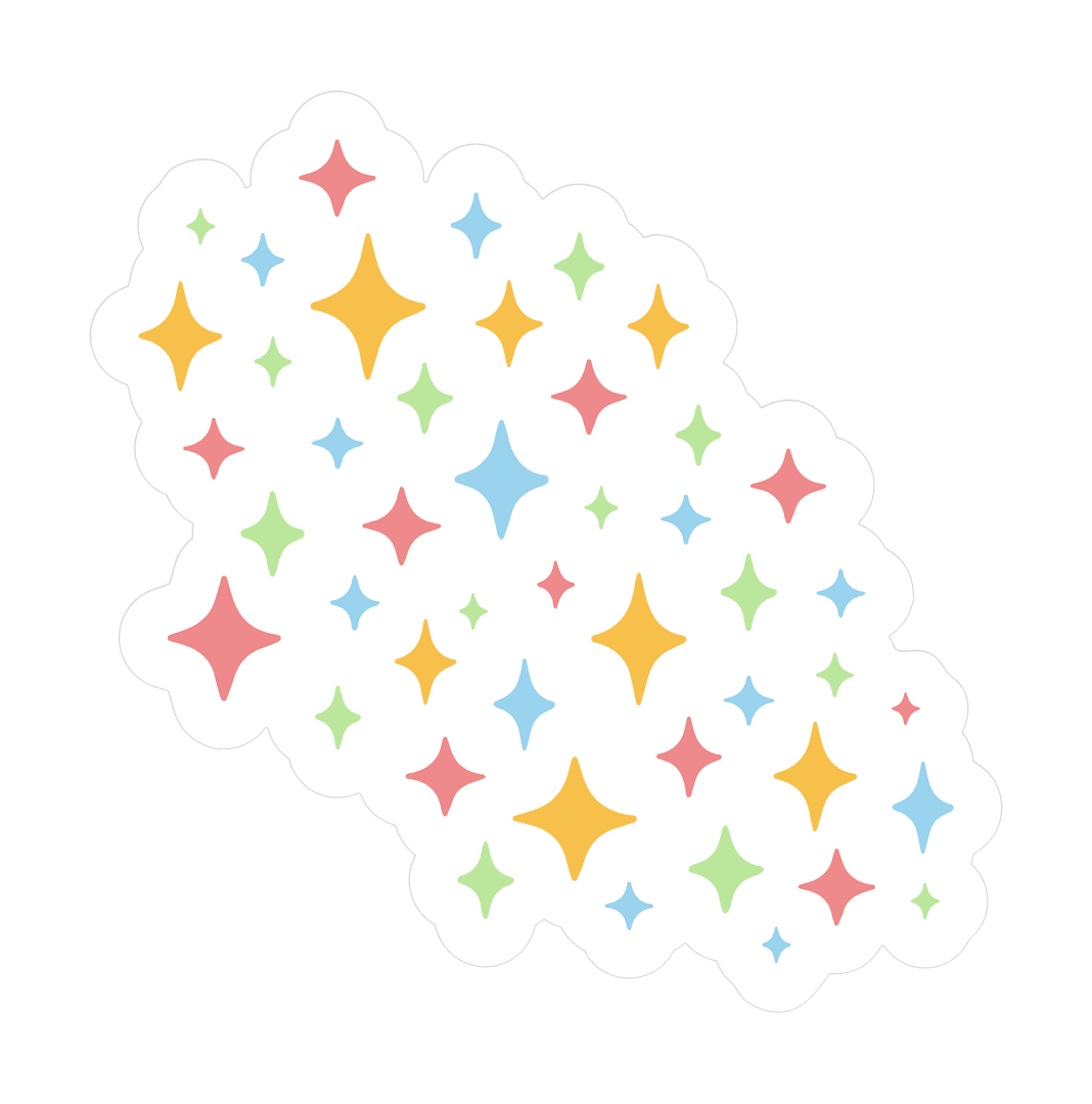 Colorful Geometric Sparkle Cluster on Transparent Background