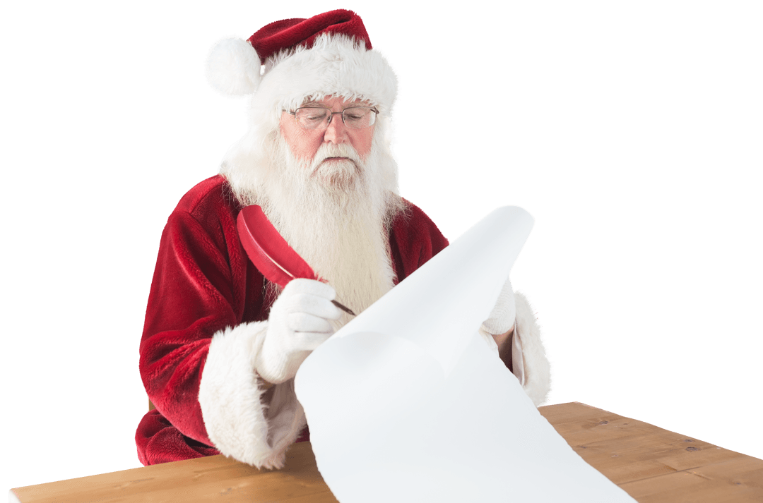 Transparent Background Santa Writing Christmas List