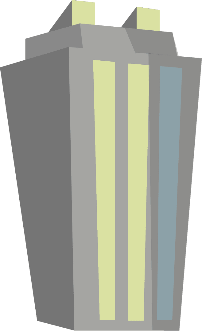 Transparent Polygonal Skyscraper with Vibrant Glowing Windows