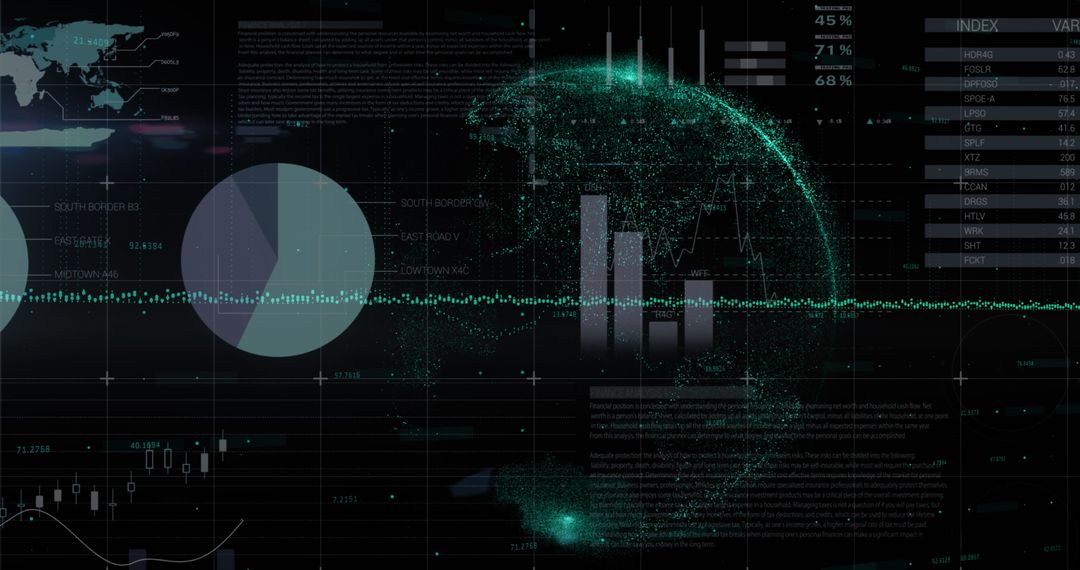 Futuristic Digital Finance World Map with Dynamic Data