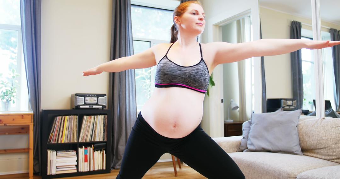 Pregnant Woman Practicing Yoga at Home in the Morning - Free Images, Stock Photos and Pictures on Pikwizard.com