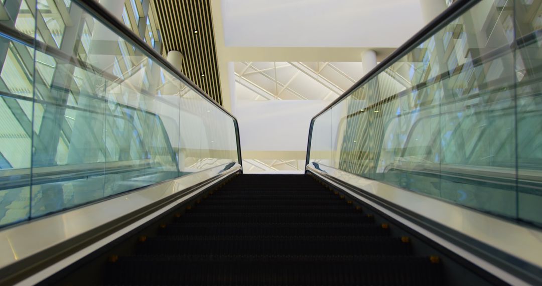 Low Angle View of Minimalist Office Escalator