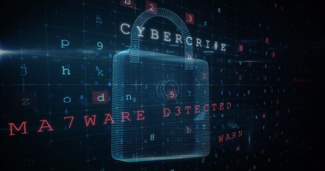 3D Cybersecurity Lock Illustrating Threat Detection