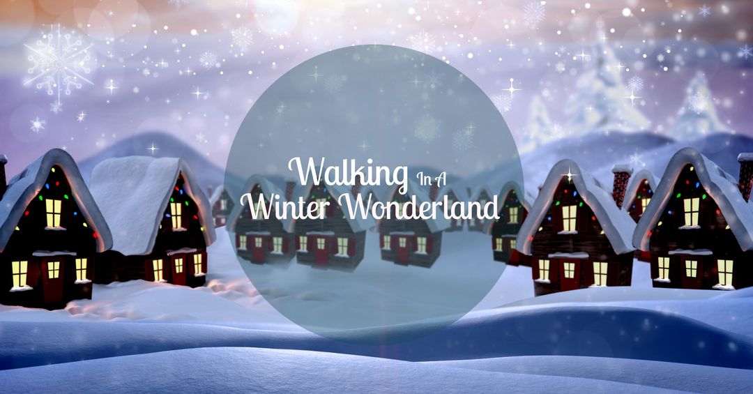 Festive Snowy Village with Decorative Winter Wonderland Greeting - Download Free Stock Templates Pikwizard.com