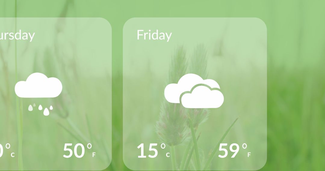 Digital Weather Forecast Interface Over Green Field