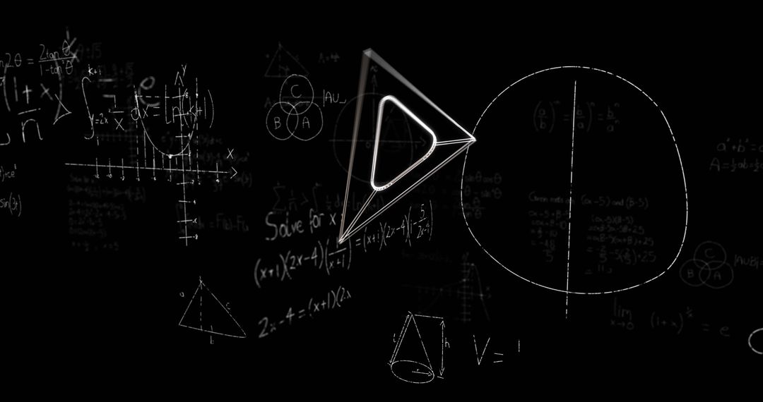 Geometric Mathematics and Symbols Over Dark Background