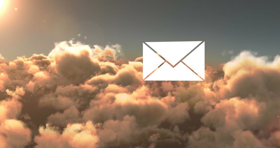 Email Envelope Icon Floating Above Clouds
