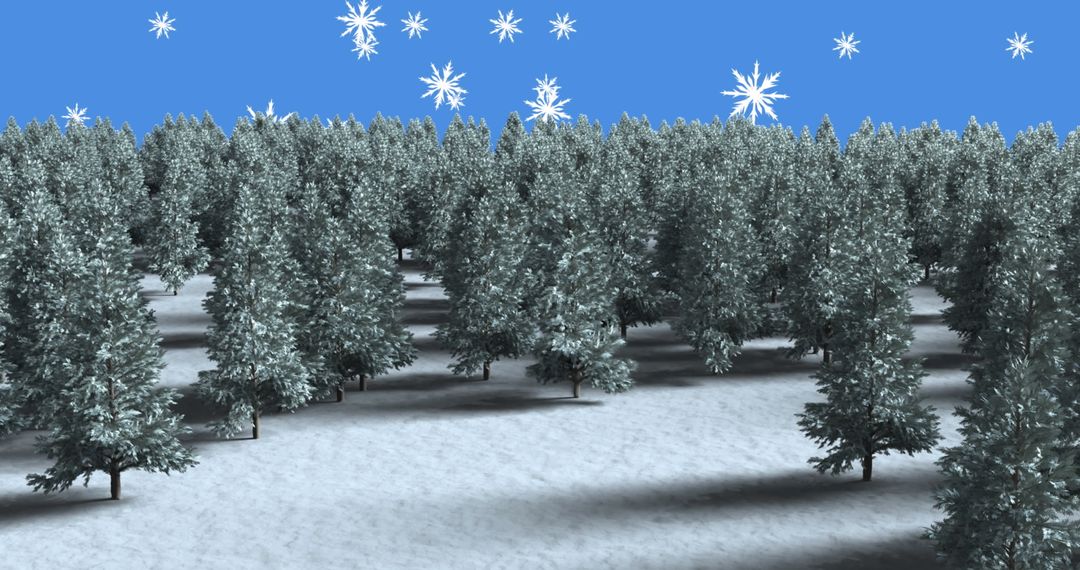 Winter Forest Wonderland with Falling Snowflakes