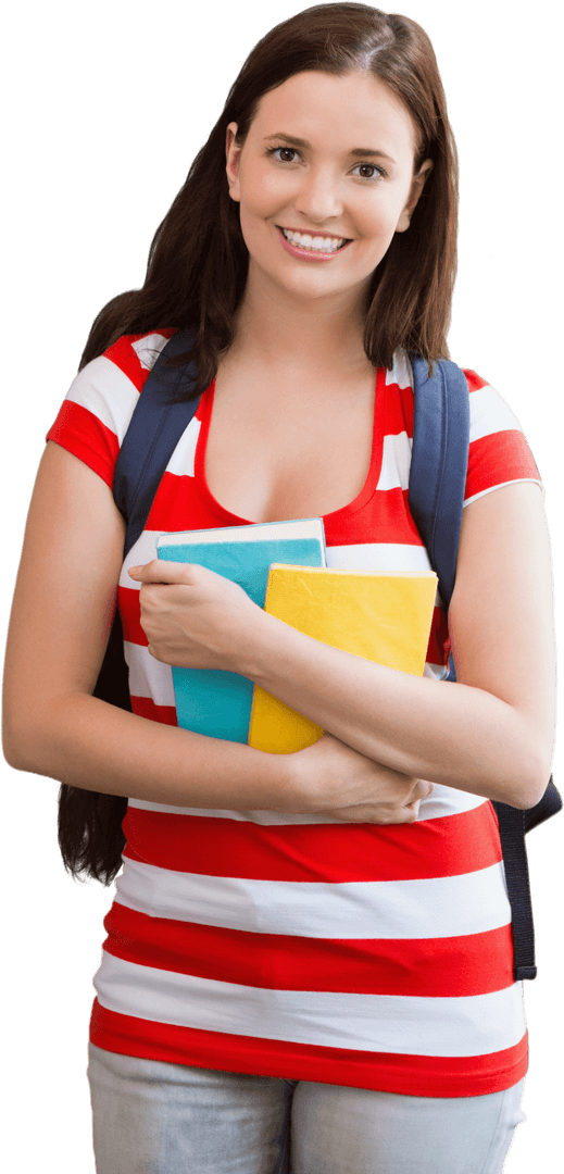 Transparent Smiling Student Holding Books the University