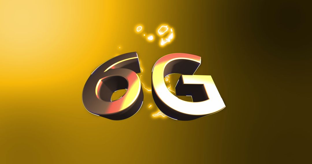 6G Technology Concept with Flashing Lightning on Green Background