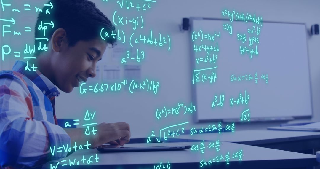 Innovative Student Engaged in Digital Calculations