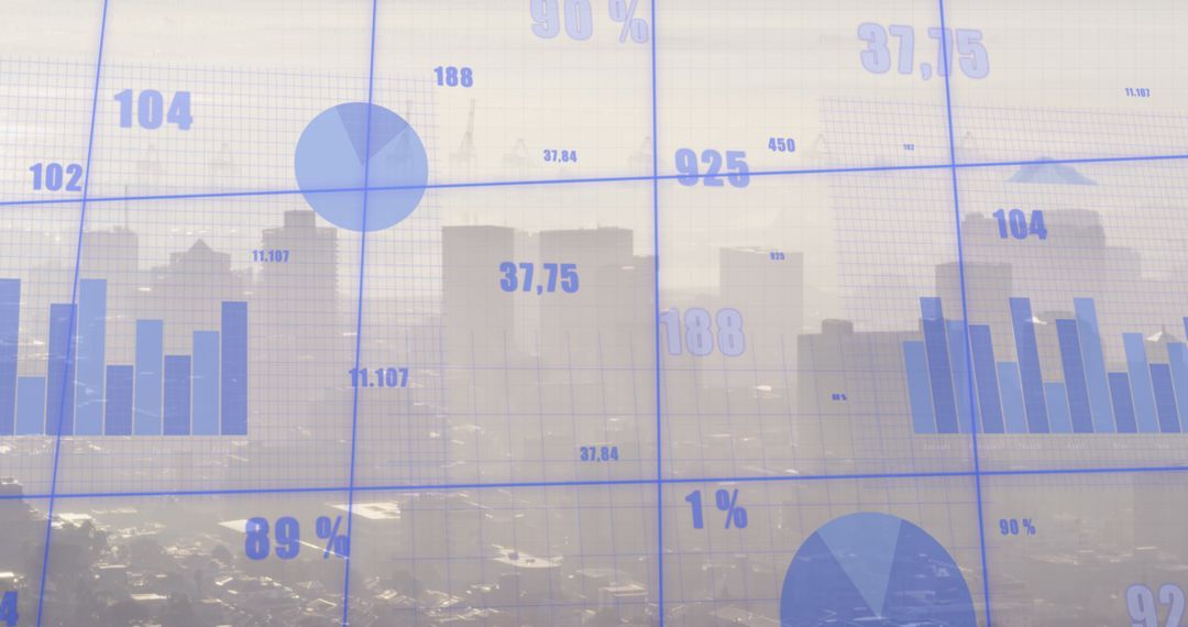 City Skyline Merged with Financial Data Analytics Concept
