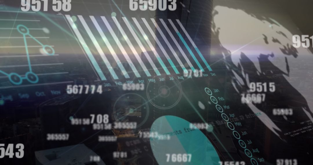 Cyber Background with Data Streams and Global Elements