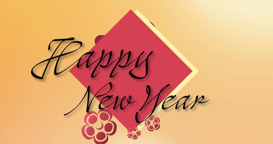 Happy New Year Text with Floral Display