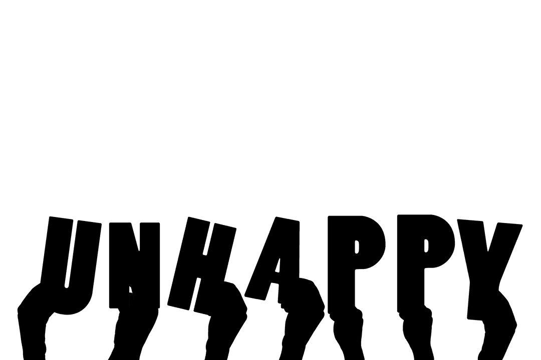 Transparent Hands Holding Unhappy Text Silhouette Vector