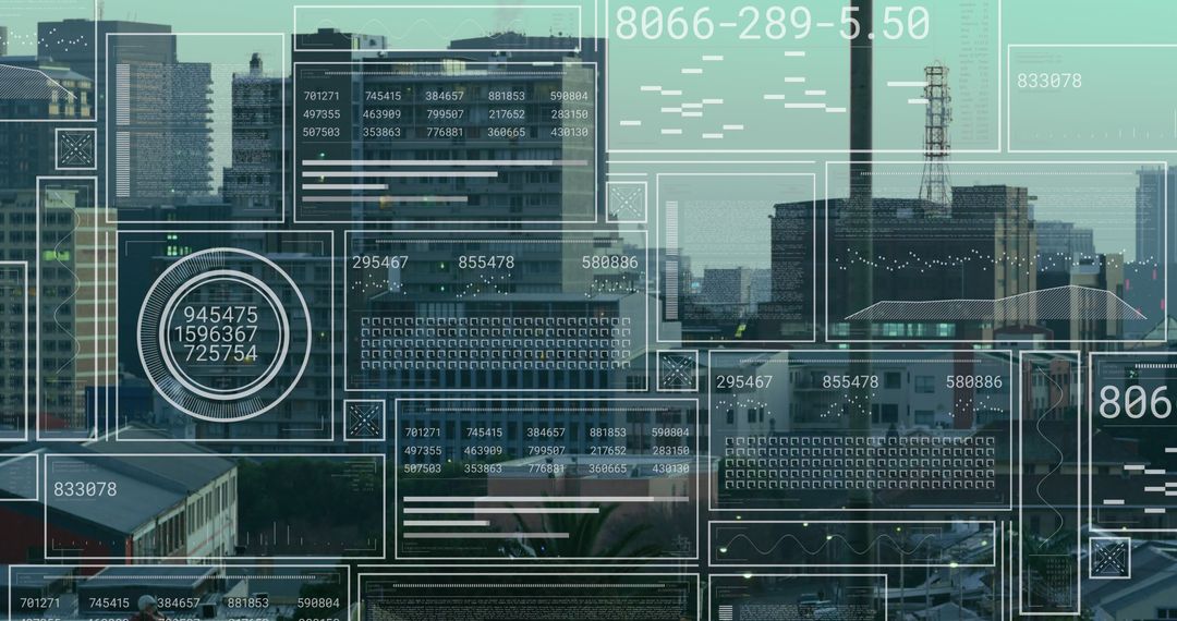 Futuristic Digital Interface Over Cityscape With Data Analytics