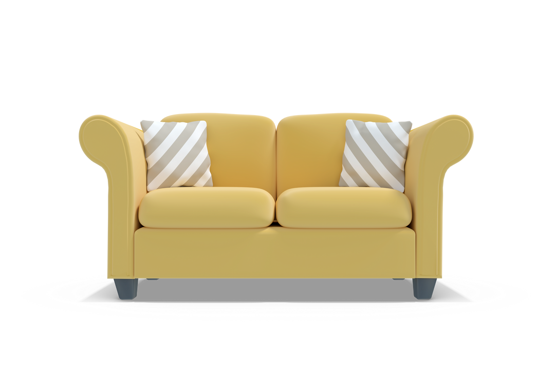 Transparent 3D Yellow Sofa with Striped Cushions Rendering - Download Free Stock Images Pikwizard.com