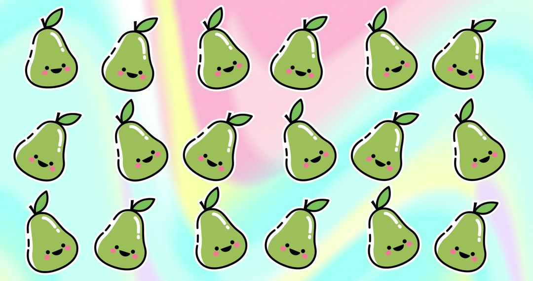 Cute Repeating Pear Pattern on Colorful Background