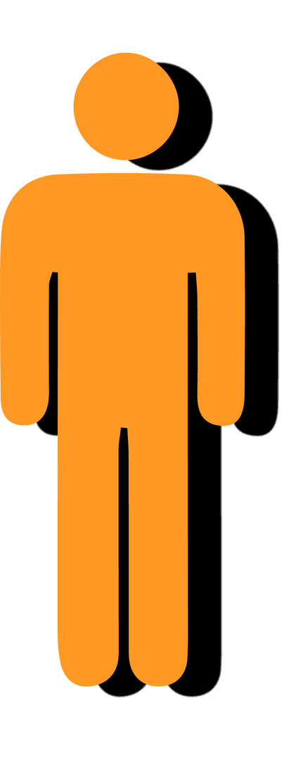 Orange Human Silhouette with Black Shadow on Transparent Background