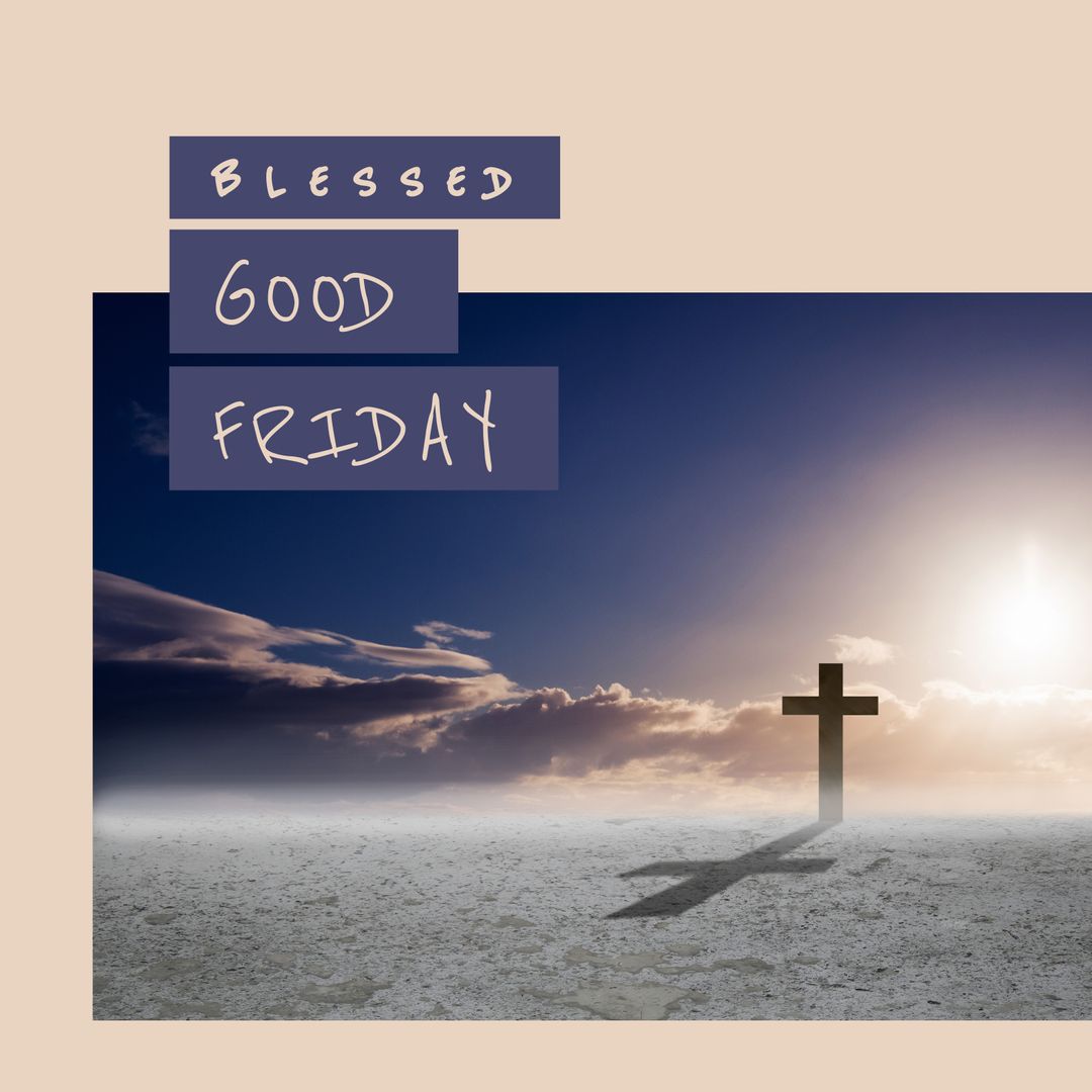 Blessed Good Friday Sunrise Over Cloudy Cross Landscape