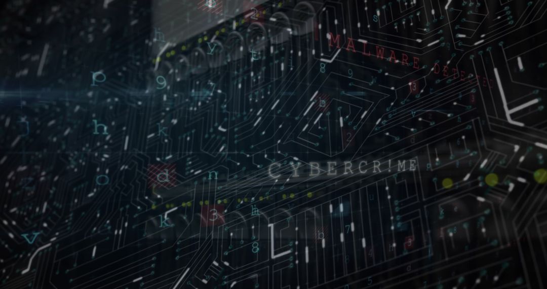 Digital Circuit Board with Cybercrime Theme