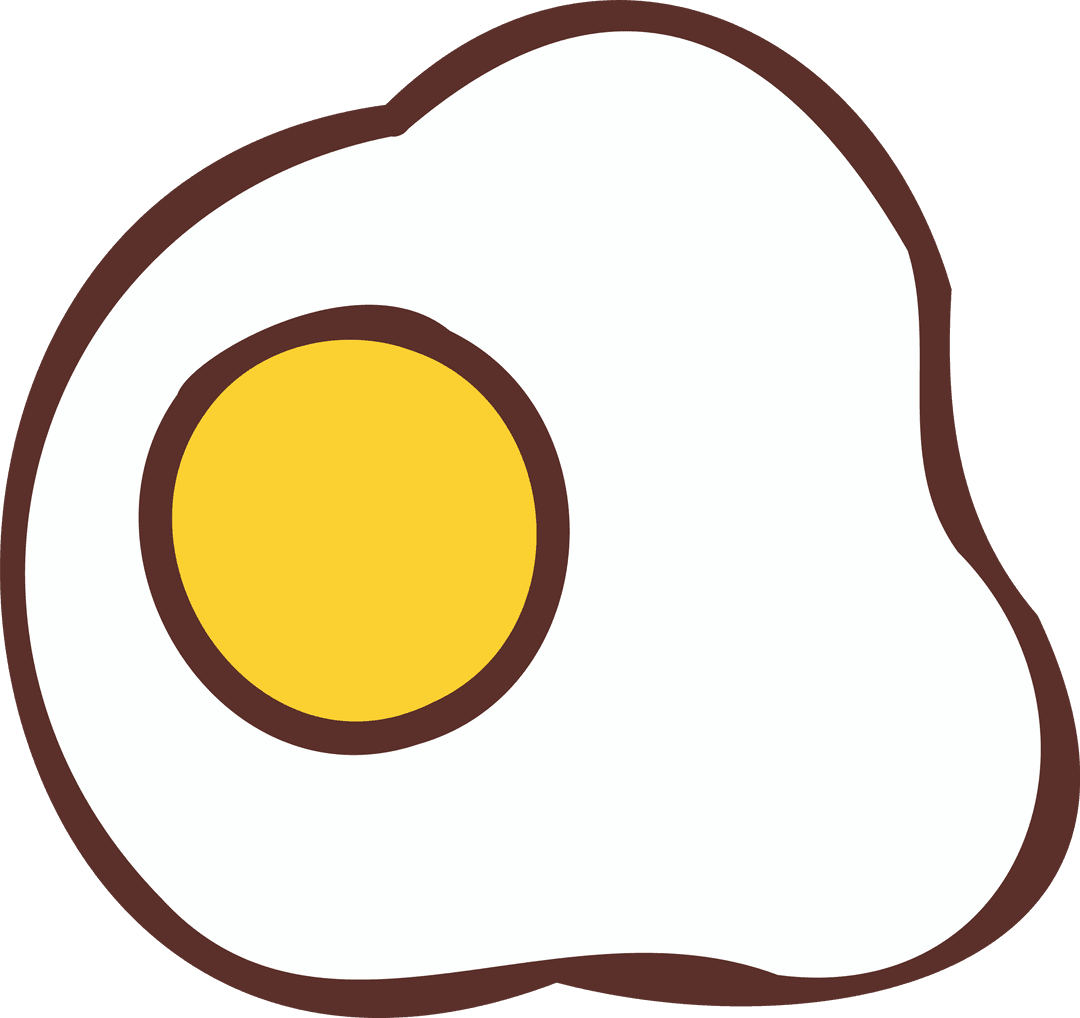 Cartoon Style Fried Egg on Transparent Background Illustrating Playfulness