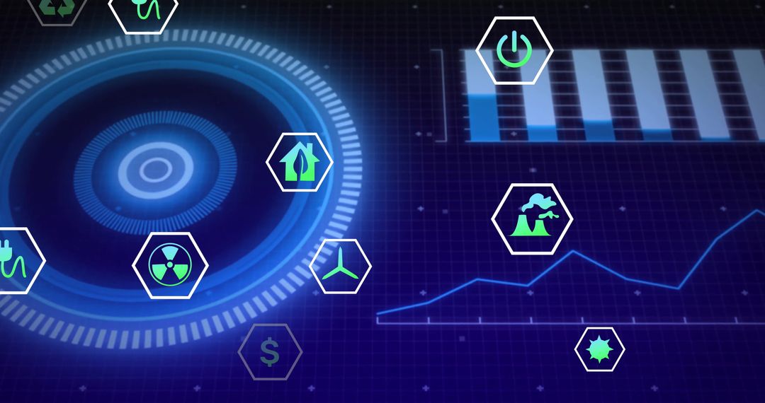 Futuristic HUD with Digital Dashboards and Data Visualization