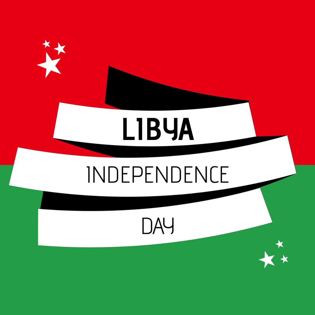 Libya Independence Day Celebration Banner on Colorful Background
