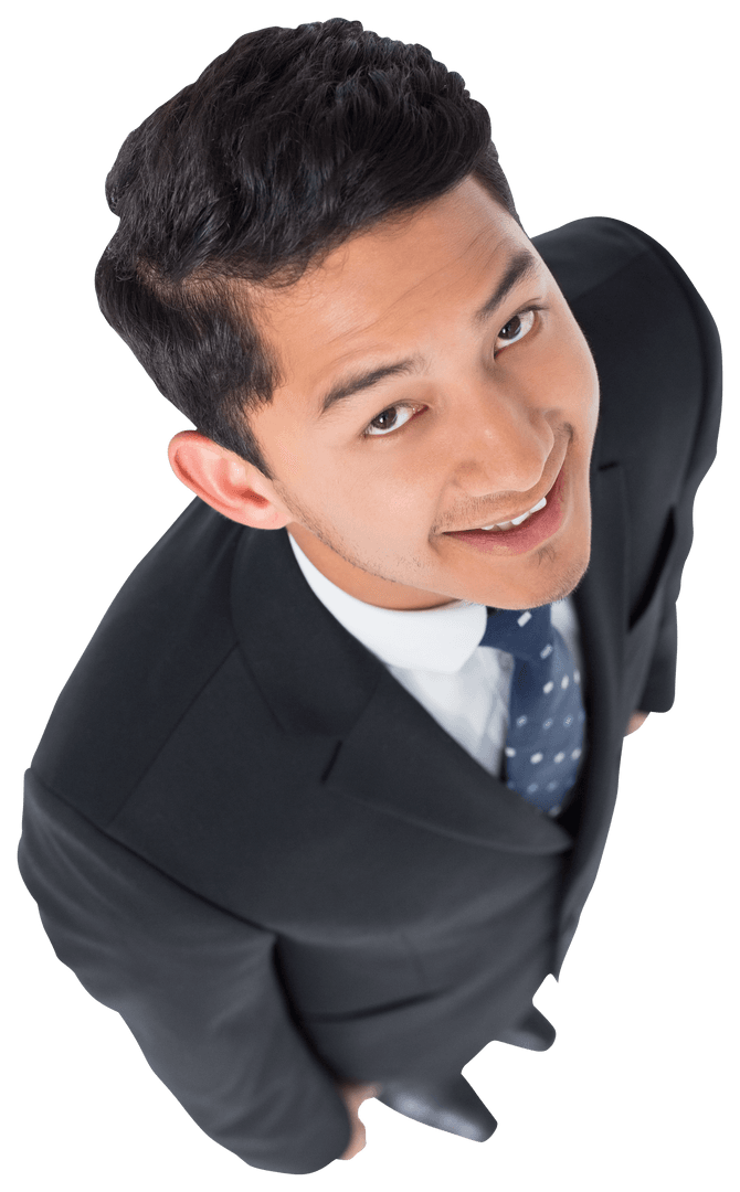 Happy Asian Businessman Smiling on Transparent Background