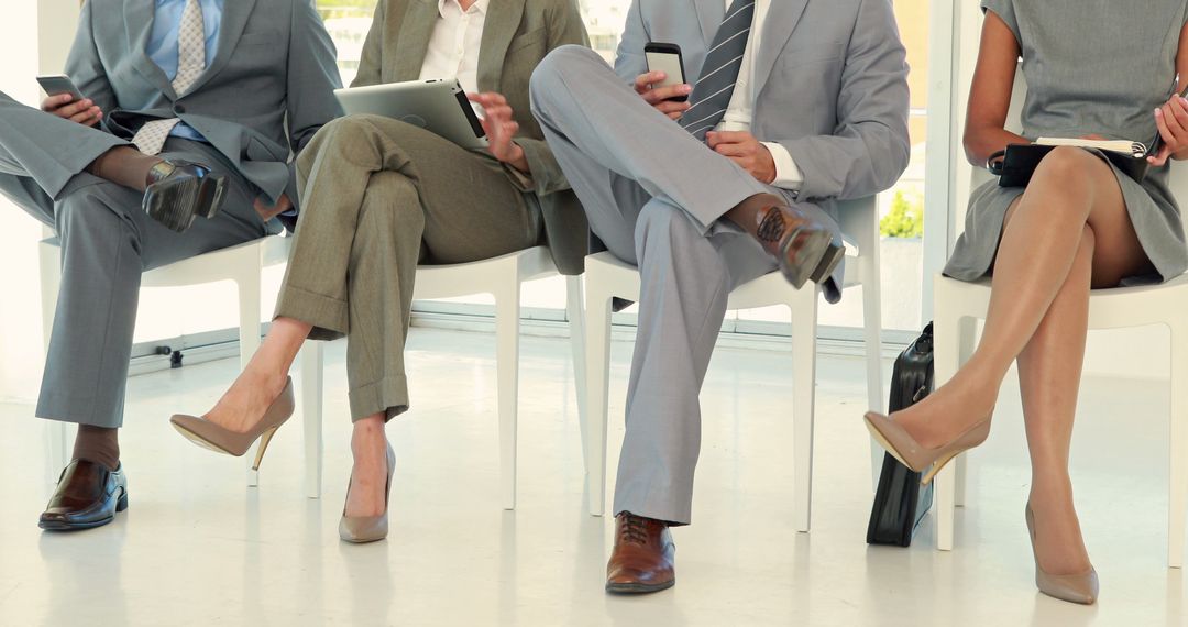 Businesspeople Waiting with Electronic Devices - Free Images, Stock Photos and Pictures on Pikwizard.com