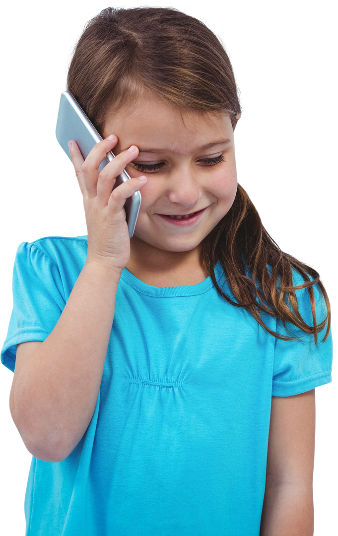 Transparent Image of Smiling Girl Talking on Mobile Phone - Download Free Stock Images Pikwizard.com