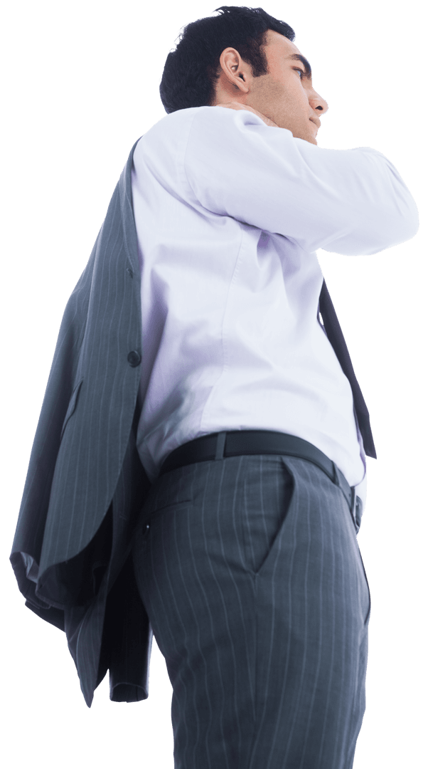 Transparent View Businessman with Jacket Over Shoulder