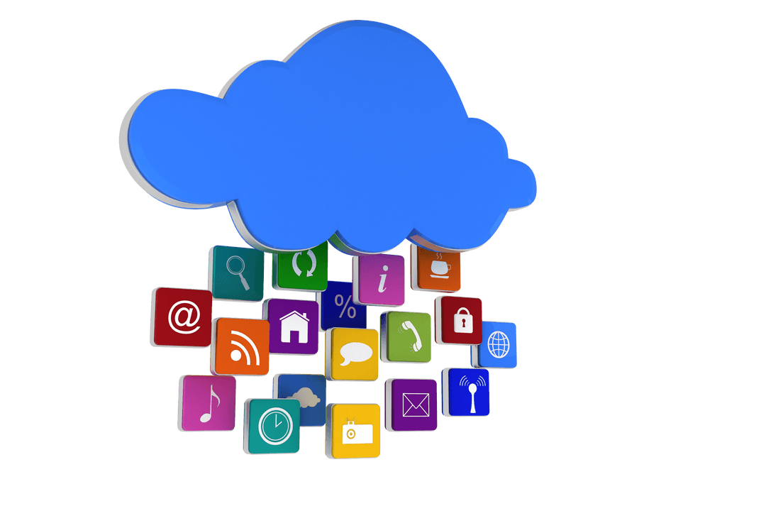 Transparent Cloud Computing Concept with Network Icons