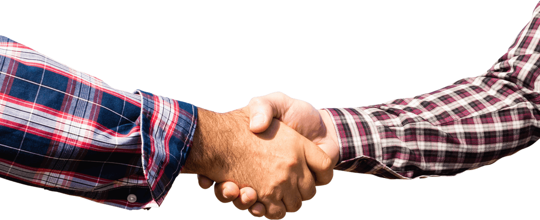 Transparent Handshake between Friends in Casual Attire