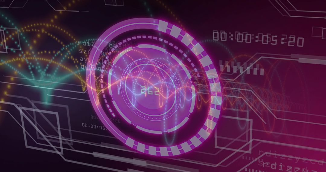 Futuristic Digital HUD with Code and Waveforms