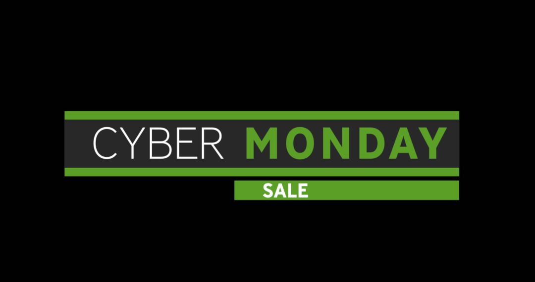 Cyber Monday Sale Banner with Bold Green and White Text on Black Background