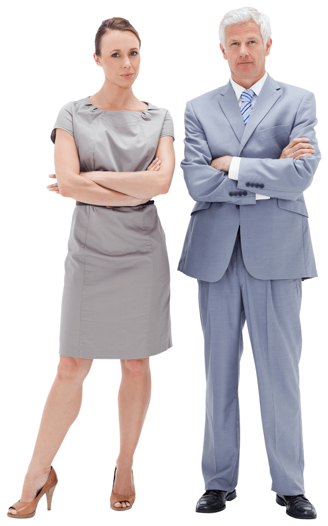 Professional Man and Woman in Formal Attire on Transparent Background