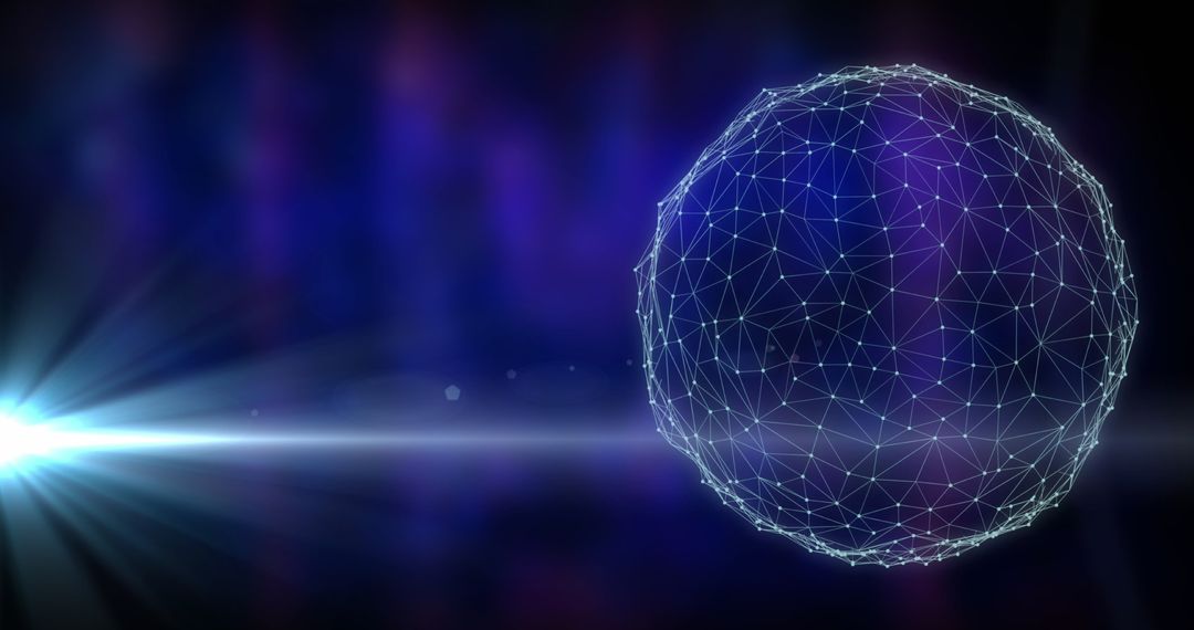 Digital Sphere with Vibrant Connections on Dark Background