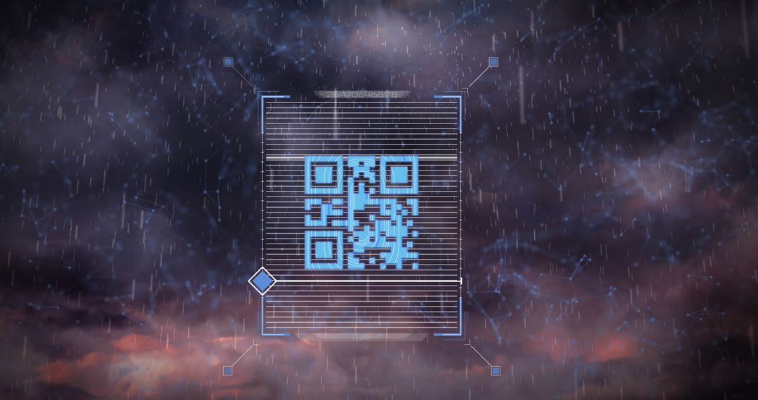 Futuristic QR Code in Digital Clouds