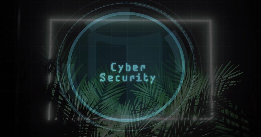 Cyber Security Concept with Digital Frame and Neon Effects