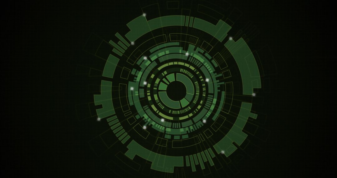 Green Digital Interface with Circular Patterns and Arrows