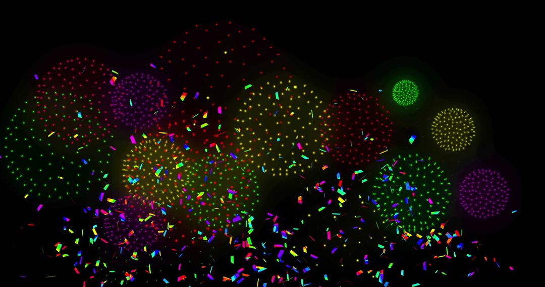 Vibrant Confetti Fireworks Display on Black Backdrop
