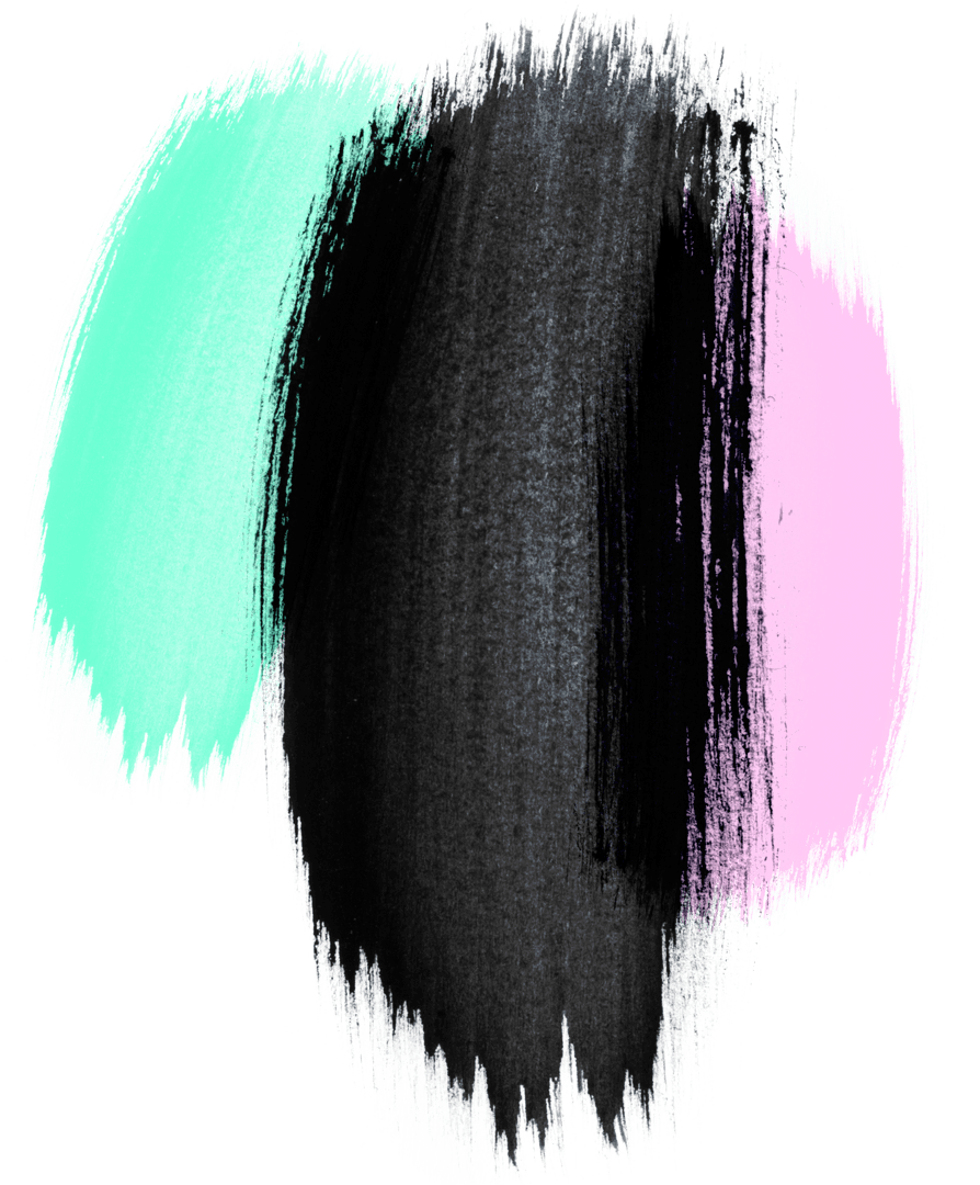 Abstract Transparent Brush Stroke with Green Pink Black Colors
