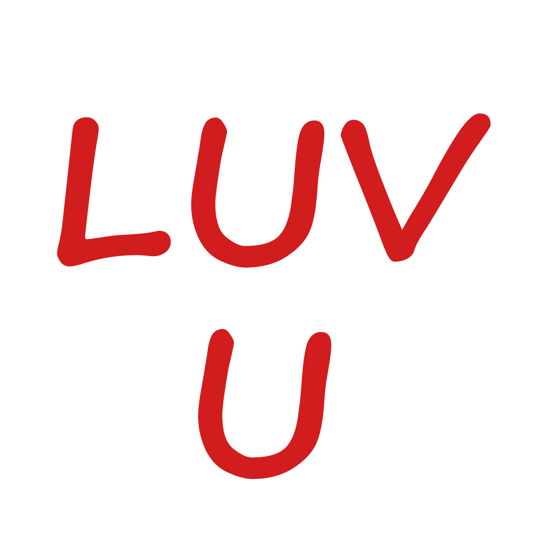 LUV U Valentine Text on Transparent Background in Red Vector Design