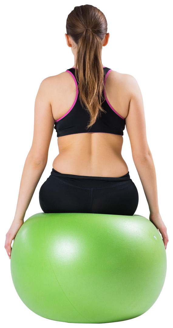 Fit Woman Sitting on Green Exercise Ball Transparent Background - Download Free Stock Images Pikwizard.com