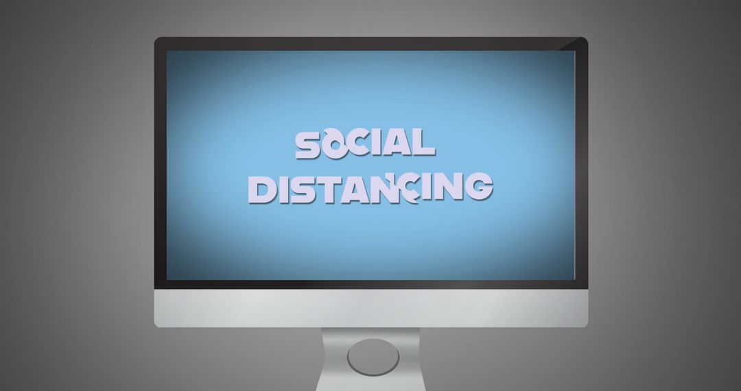 Social Distancing Message Displayed on Computer Screen in Educational Environment