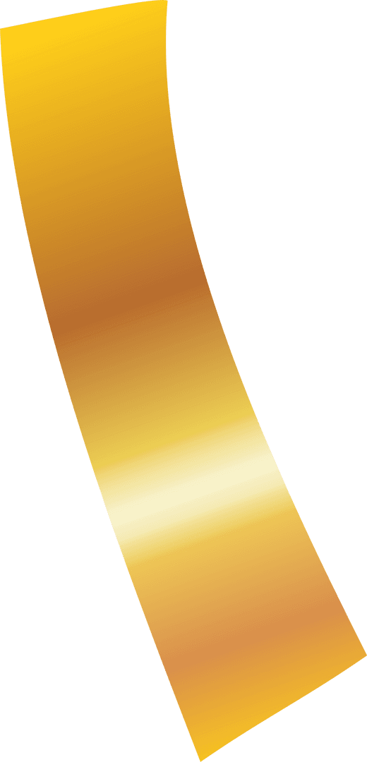 Floating Metallic Golden Ribbon on Transparent Background