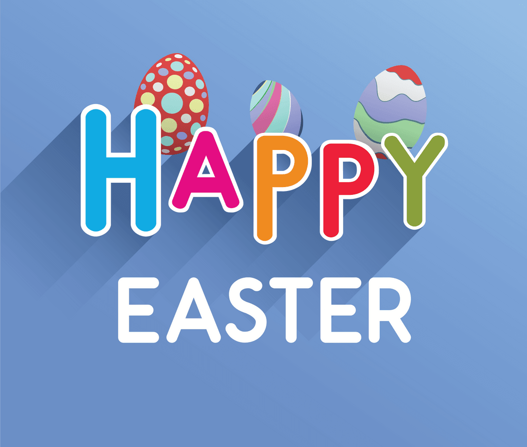 Transparent Easter Text with Decorative Eggs Illustration