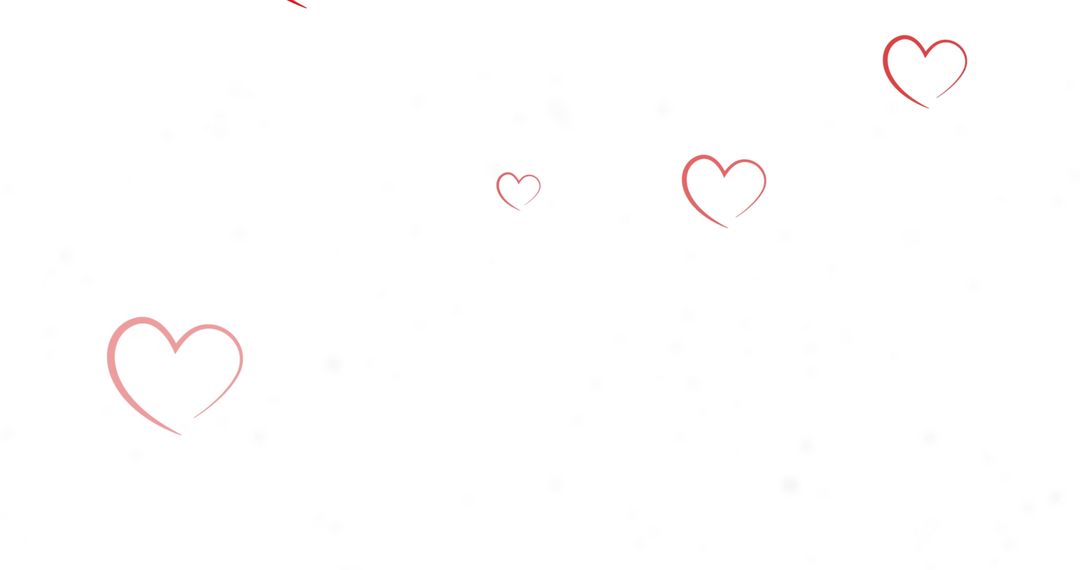 Scattered Red Heart Outlines on White Background for Romantic Design